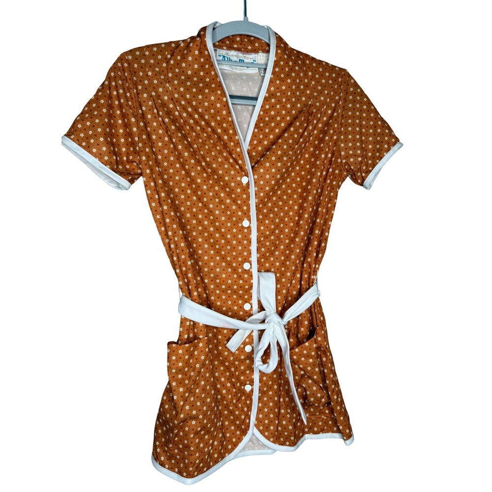 NWT Deadstock 70s groovy floral print Whittenton "Alive Tops"button down smock